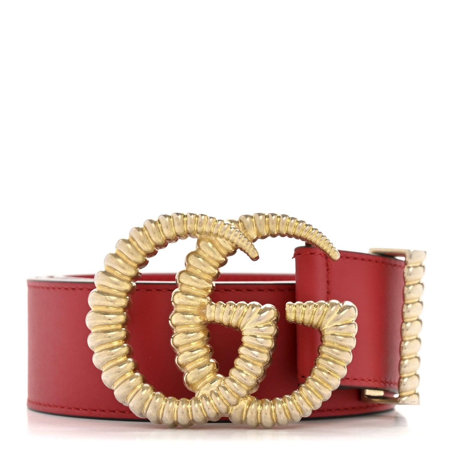 Moon Calfskin Torchon Double G 40mm Belt 85 34 Hibiscus Red