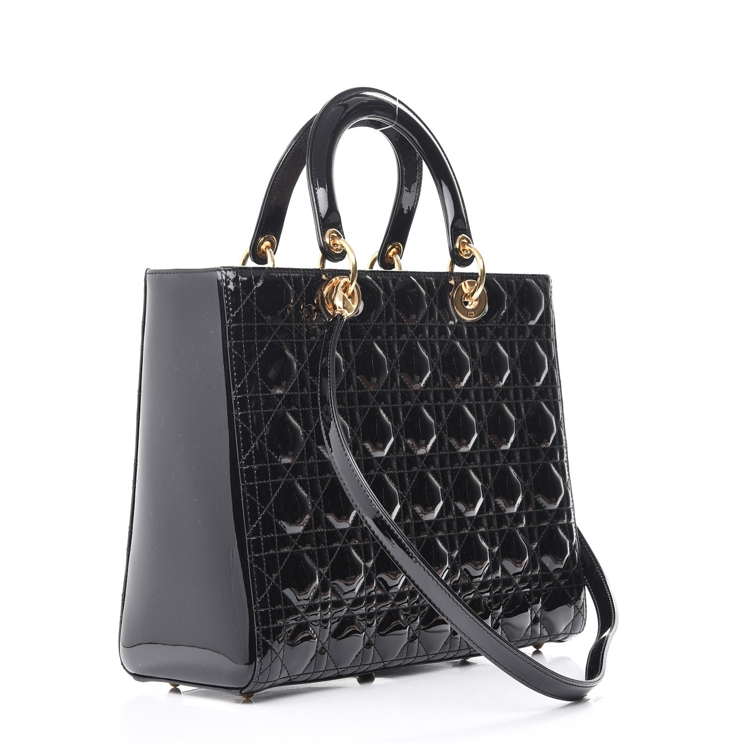 Christian Dior Patent Cannage Large Lady Dior Black 4 of 8