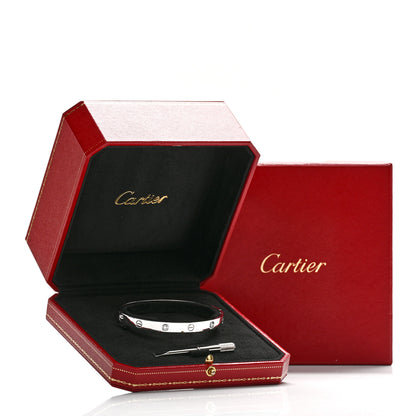 Cartier 18K White Gold 4 Diamond Love Bracelet 19 9 of 9