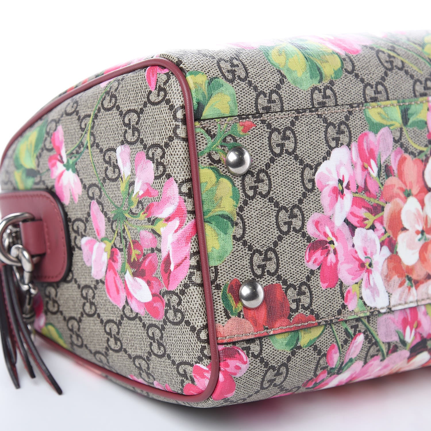 Gucci GG Supreme Monogram Blooms Small Boston Beige Multicolor Dry Rose 8 of 9