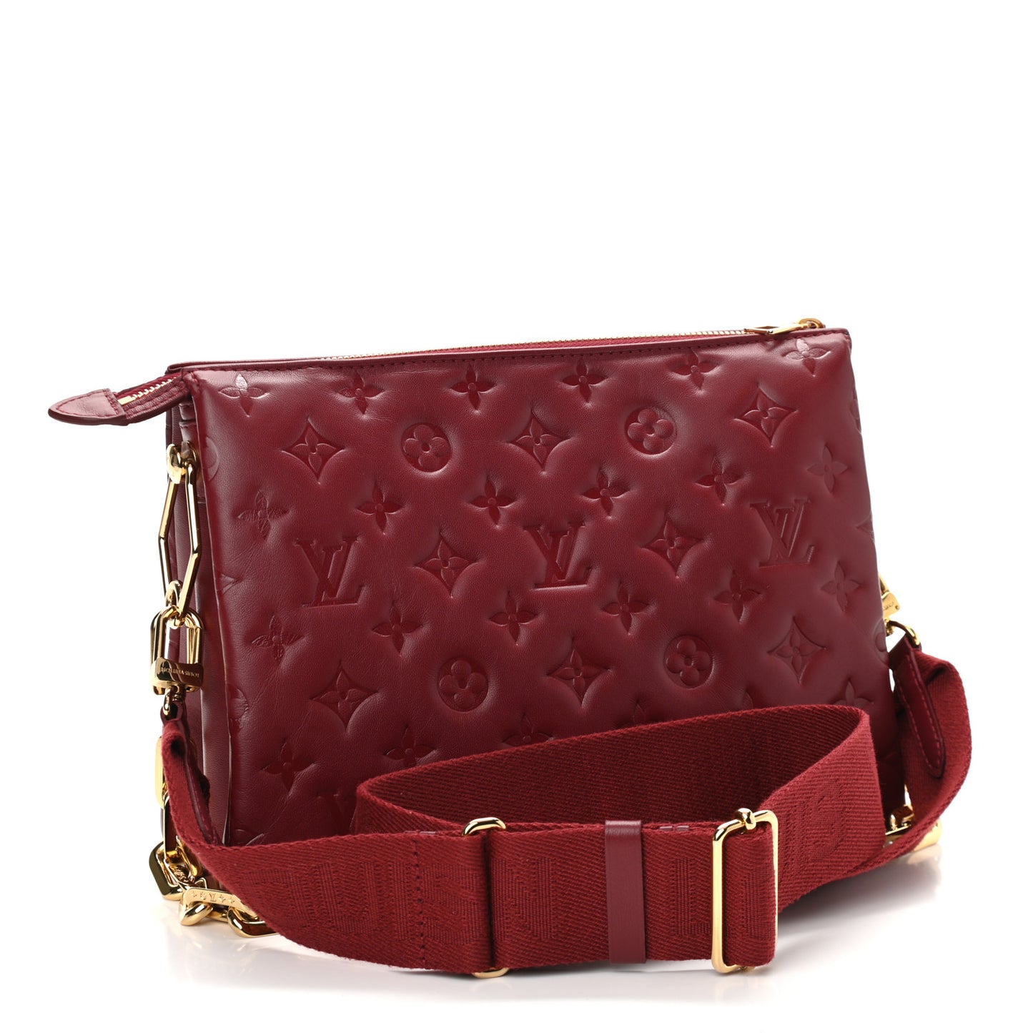 Lambskin Embossed Monogram Coussin PM Wine