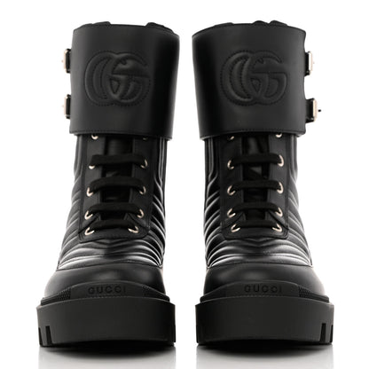 Gucci Nappa Frances GG Matelasse Platform Combat Boots 35.5 Black 2 of 9
