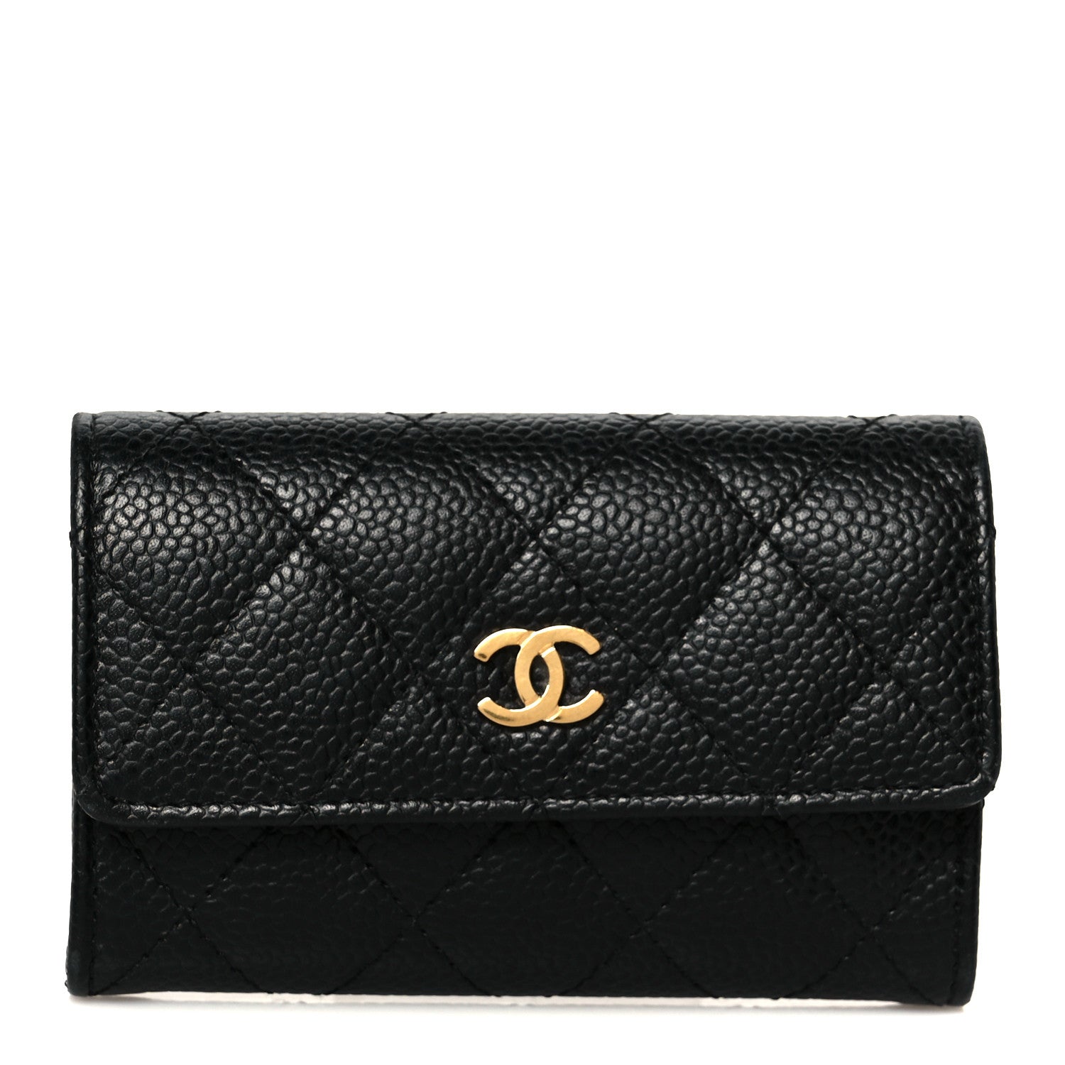 Chanel Caviar Quilted Flap Card Holder Wallet Black 1 of 9