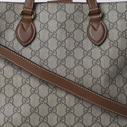 Gucci Soft GG Supreme Monogram Small Crossbody Tote Beige Cuir 7 of 9