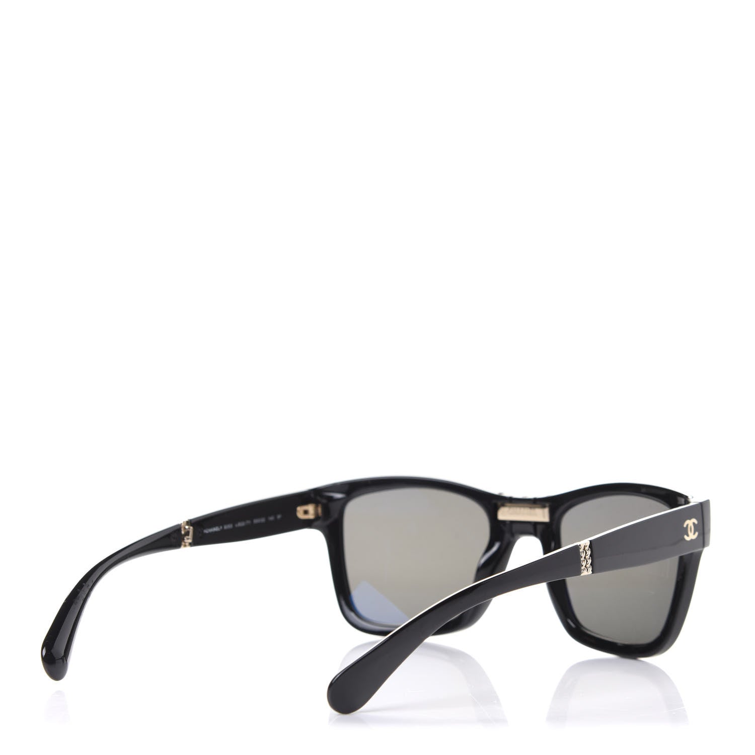 Chanel Acetate Metal Polarized Square Folding Sunglasses 6053 Black Black 4 of 9