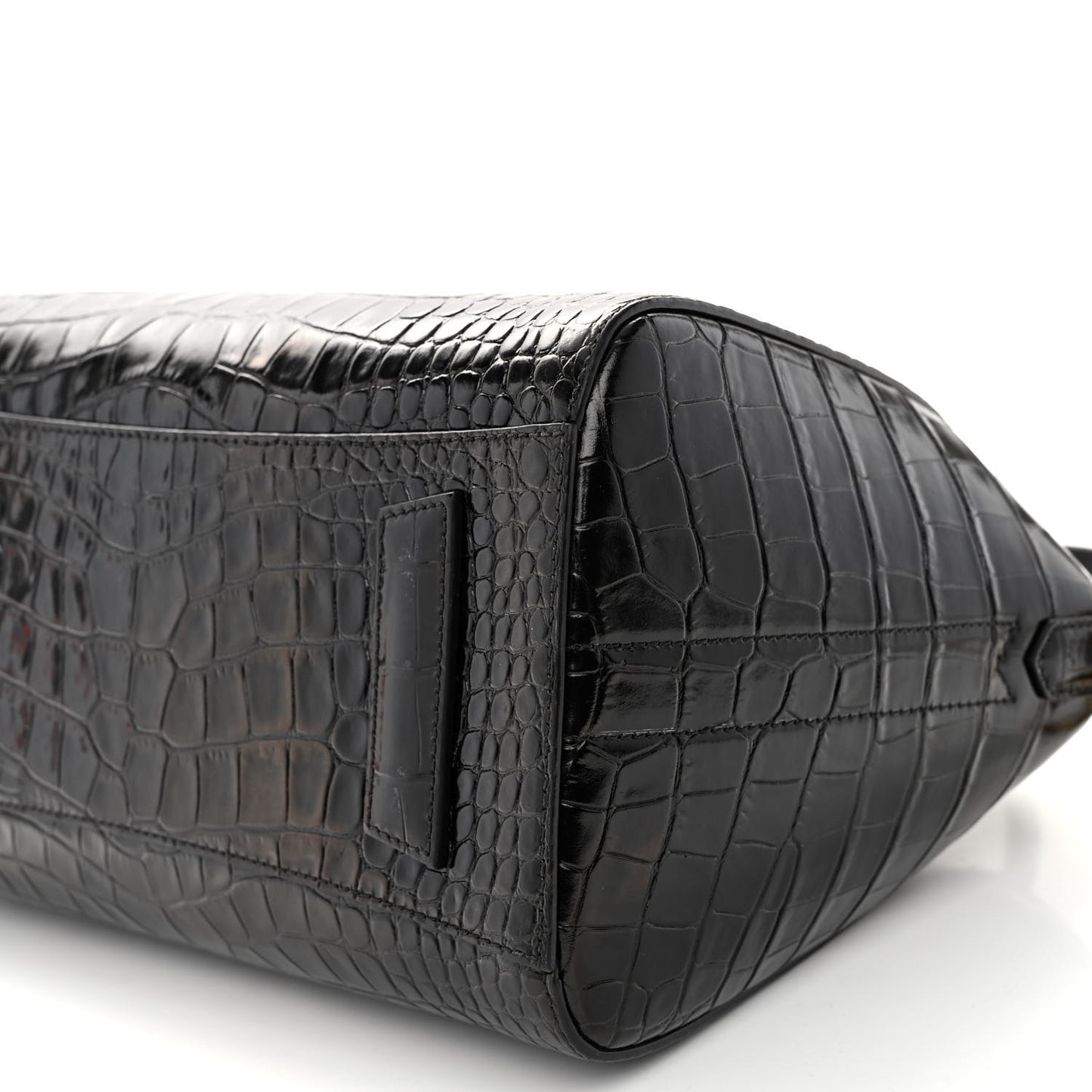 Calfskin Crocodile Embossed Small Antigona Black
