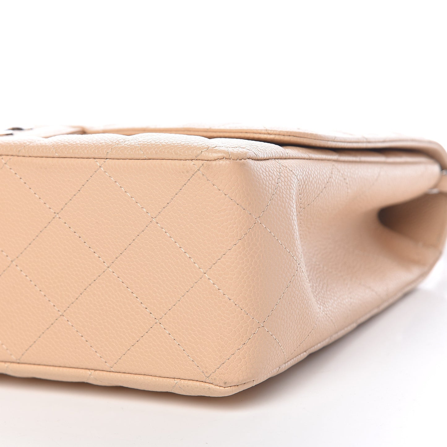 Caviar Quilted Jumbo Single Flap Beige Clair