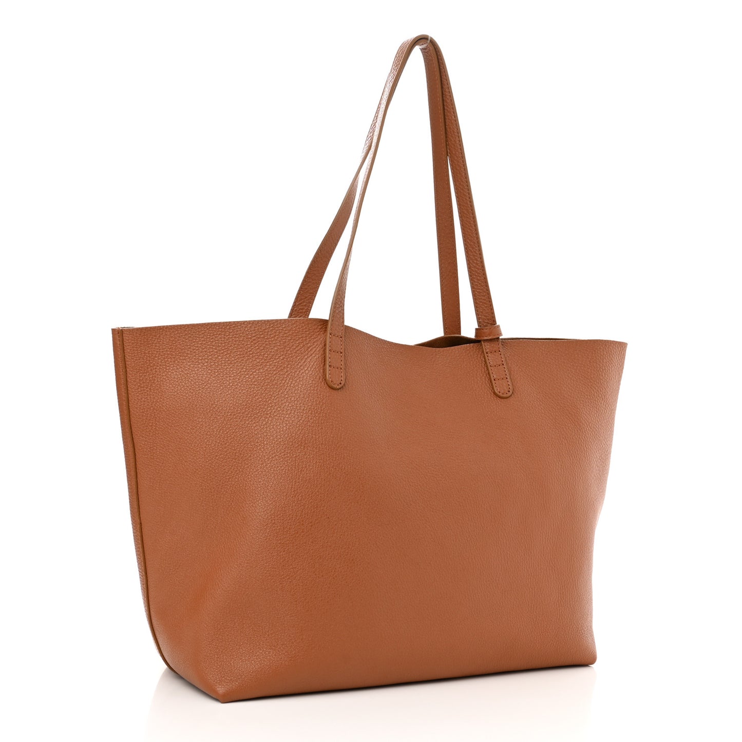 Tumbled Calfskin Large Shopping Tote Caramel