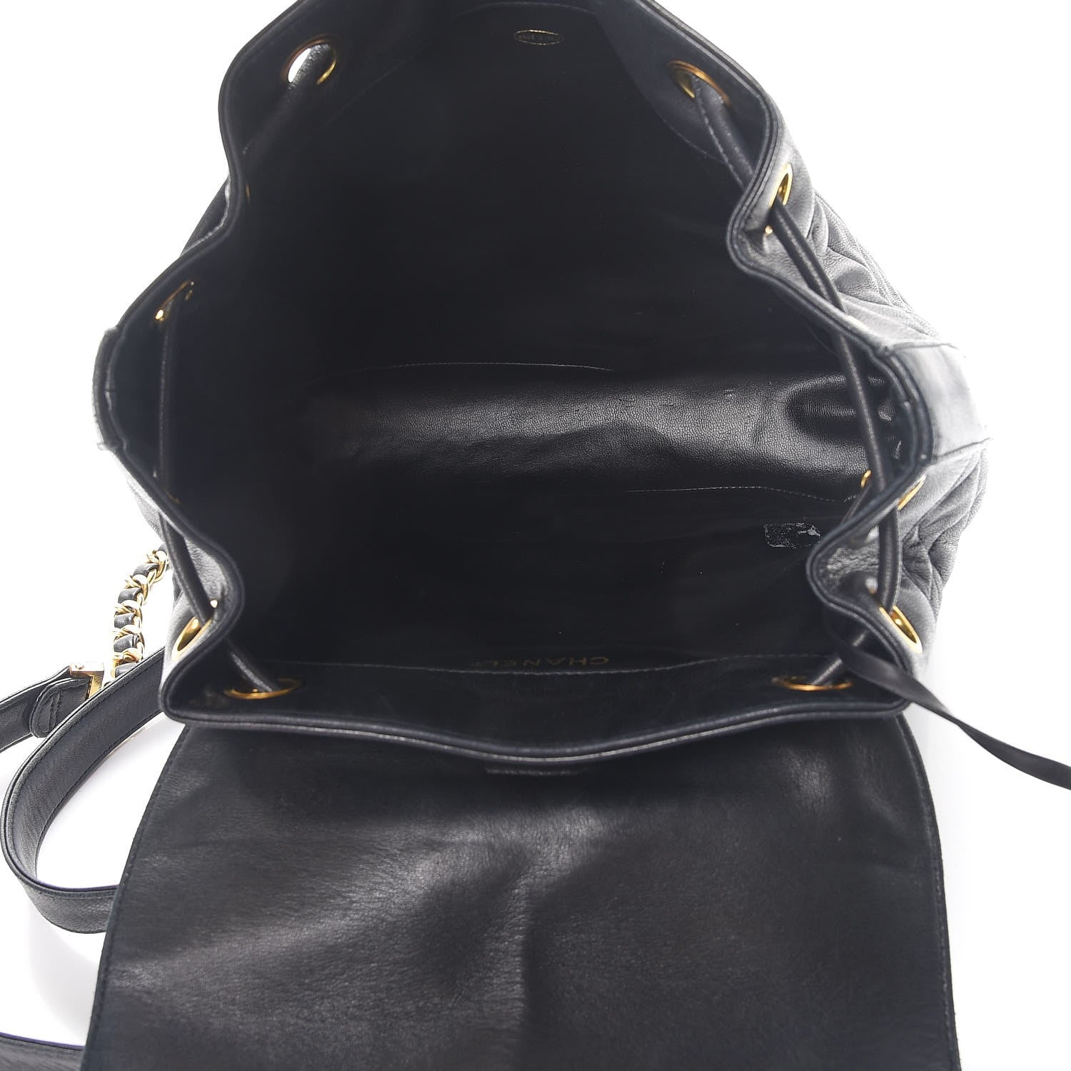 Chanel Lambskin Quilted Drawstring Backpack Black 6 of 11