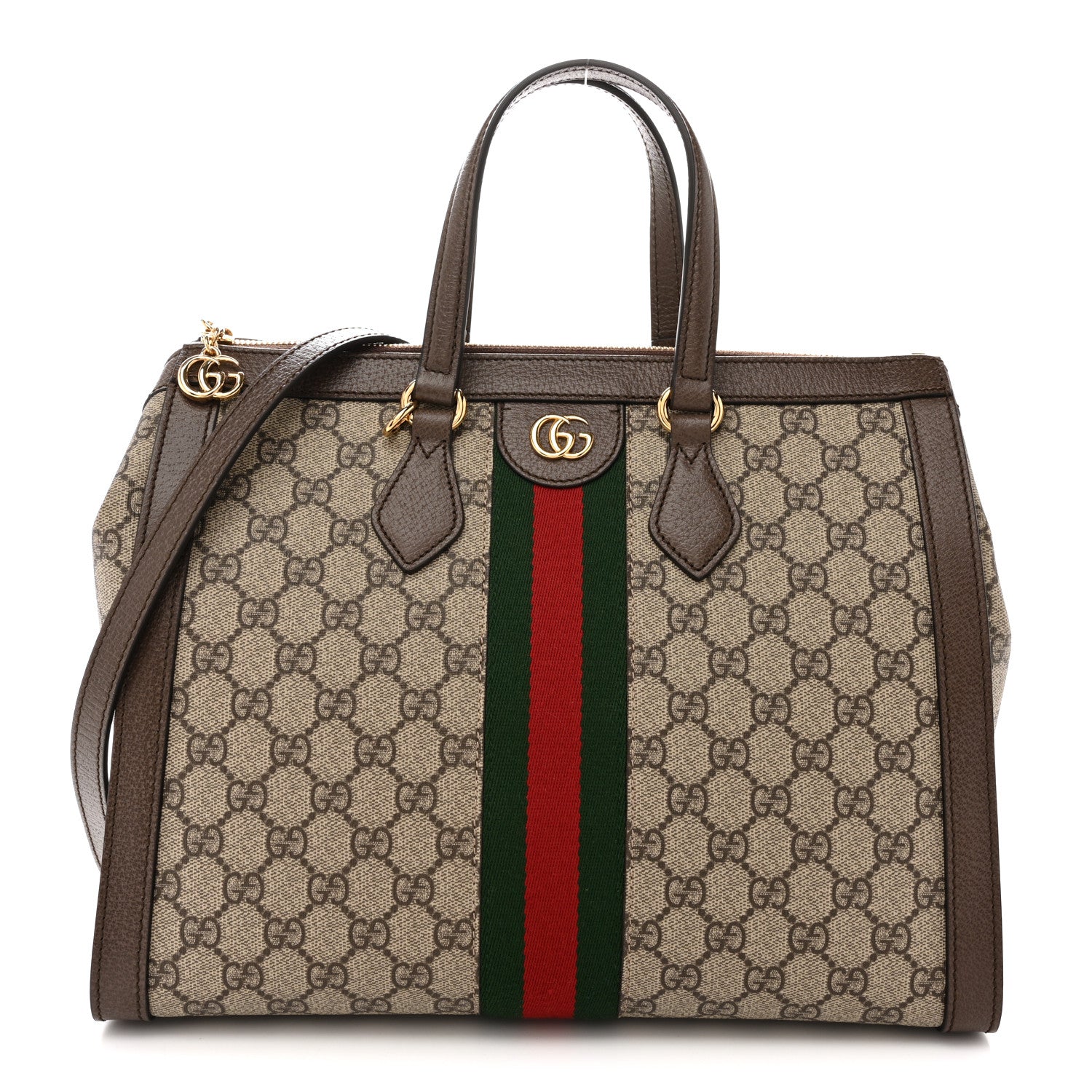 Gucci GG Supreme Monogram Web Medium Ophidia Tote Bag Brown 1 of 10