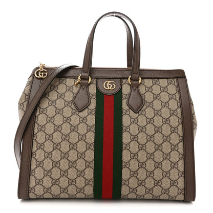 Gucci GG Supreme Monogram Web Medium Ophidia Tote Bag Brown 1 of 10