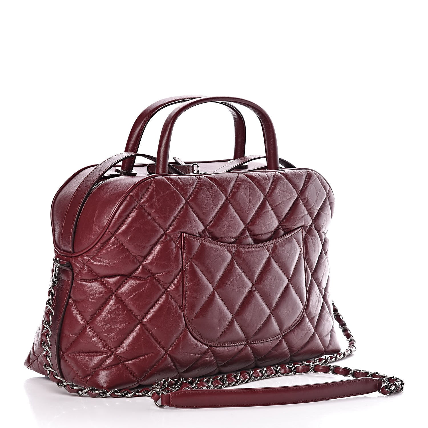 Chanel Aged Calfskin Small Bowling Bag Burgundy 3 of 11