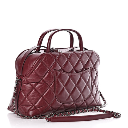 Chanel Aged Calfskin Small Bowling Bag Burgundy 3 of 11