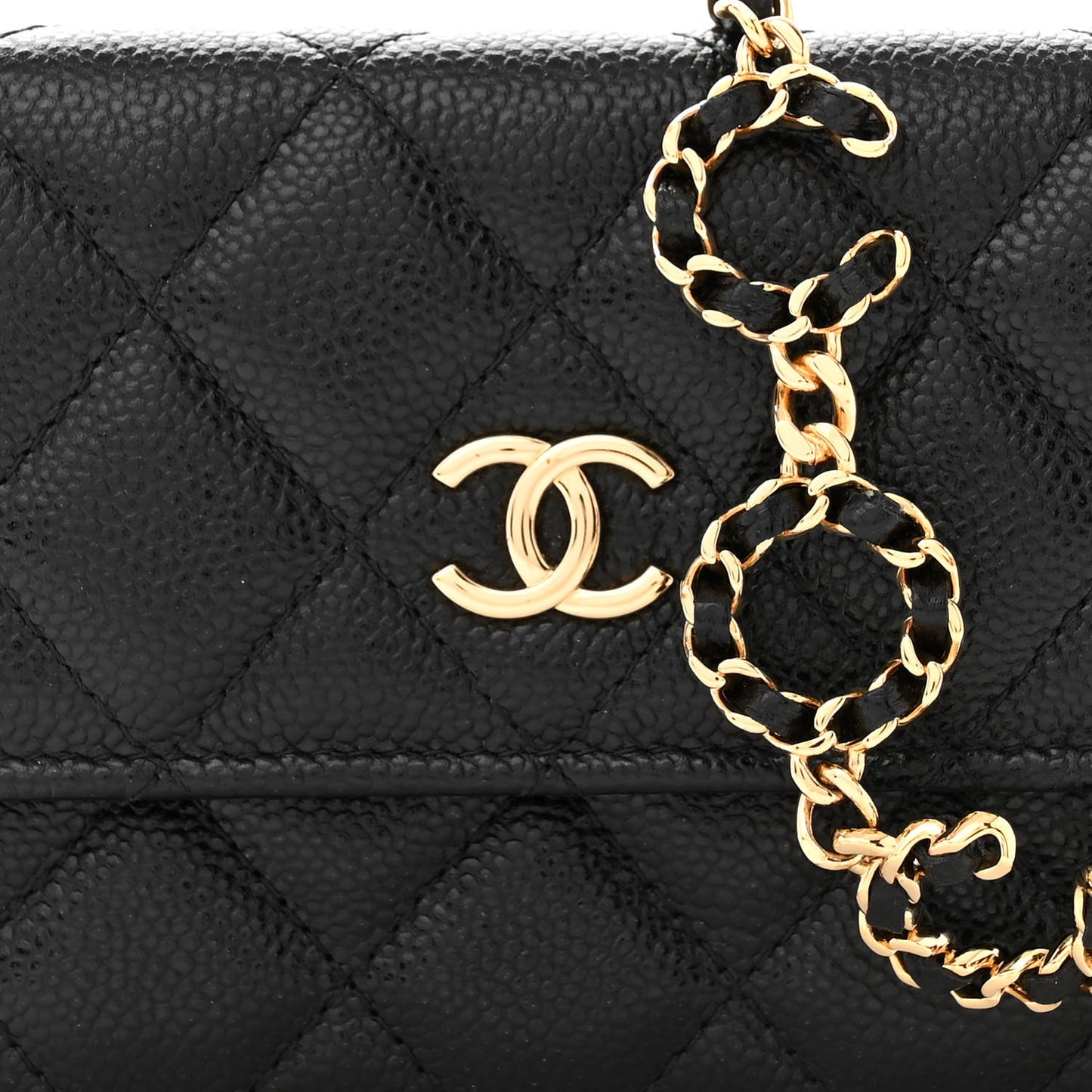 Caviar Quilted Miss Coco Clutch With Chain Black
