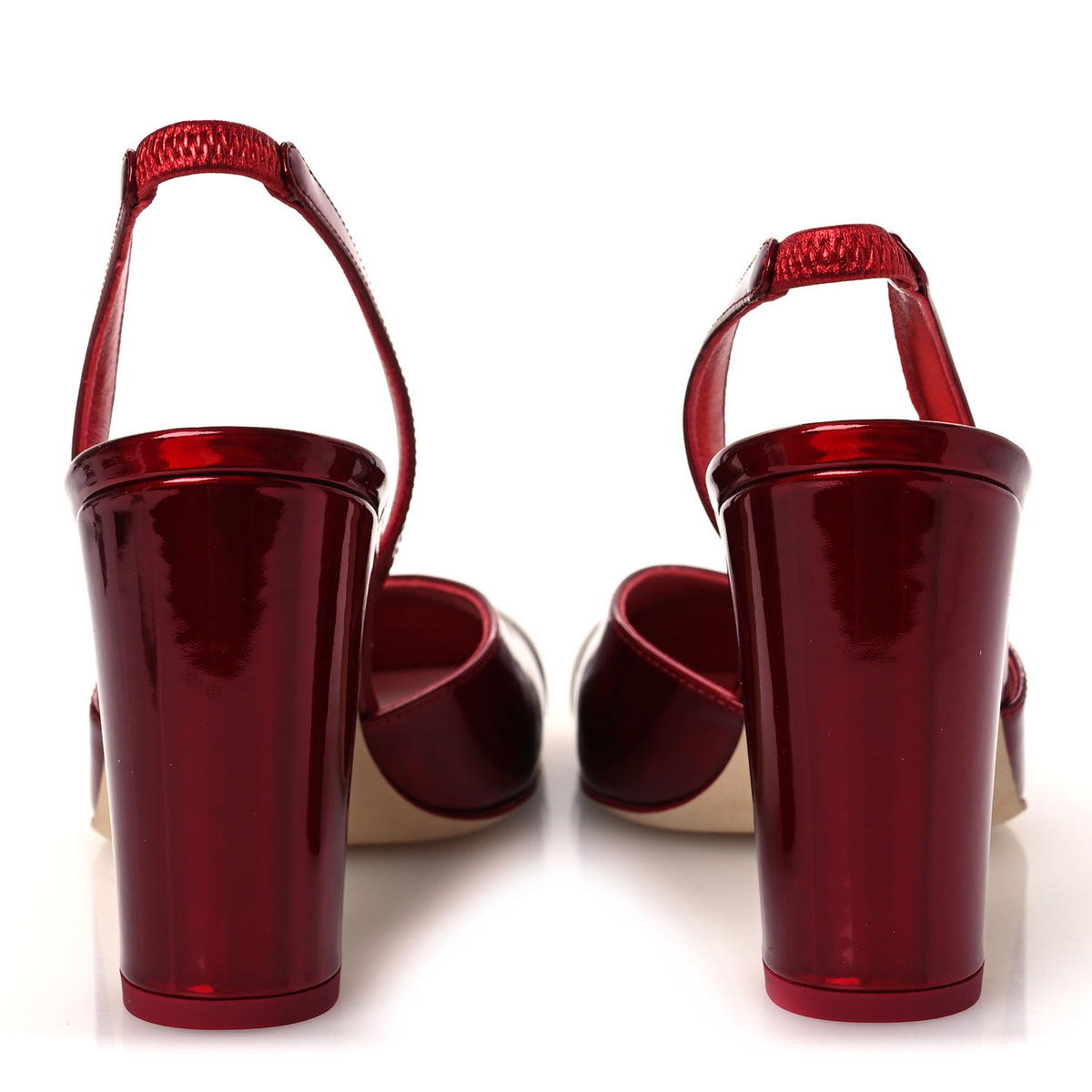 Laminated Calfskin Lambskin Cap Toe CC Slingback Pumps 38 Red Ivory
