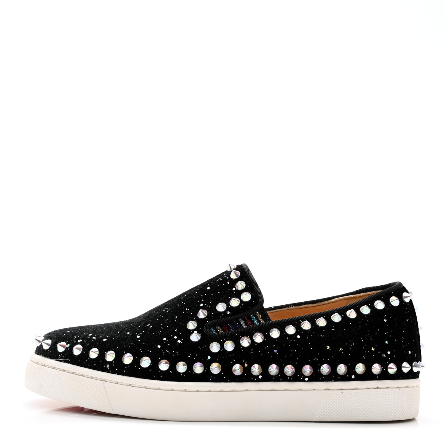 Christian Louboutin Glitter Tennis Spikes Womens Pik Boat Sneakers 35.5 Black Multicolor 1 of 11