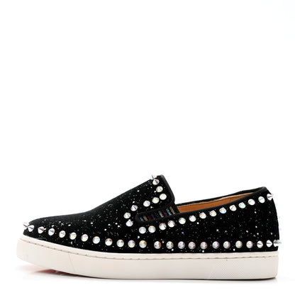 Christian Louboutin Glitter Tennis Spikes Womens Pik Boat Sneakers 35.5 Black Multicolor 1 of 11