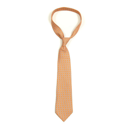 Hermes Silk Printed Mens Neck Tie Orange 1 of 3