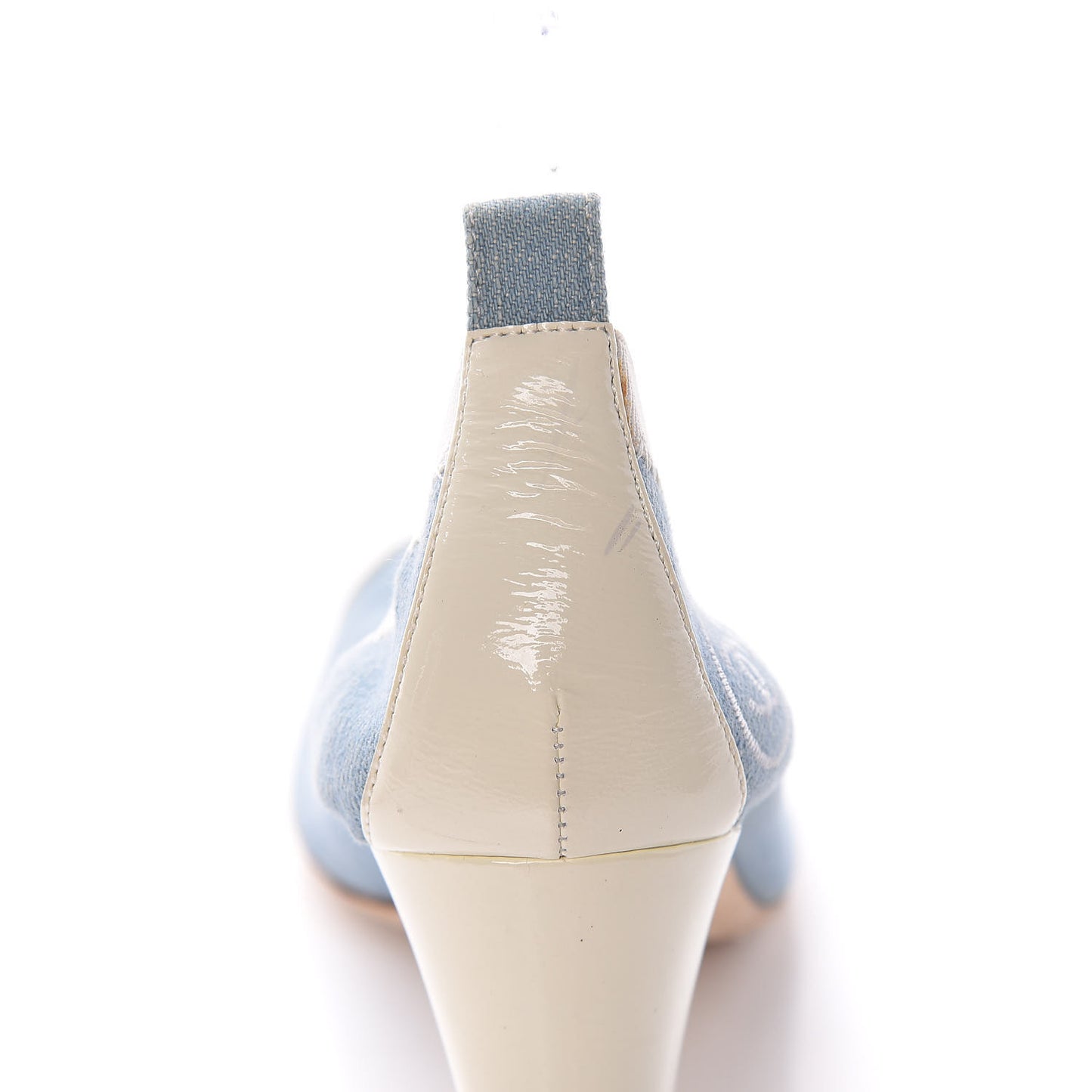 Denim Patent CC Elastic Stretch Pumps 37.5 Blue White