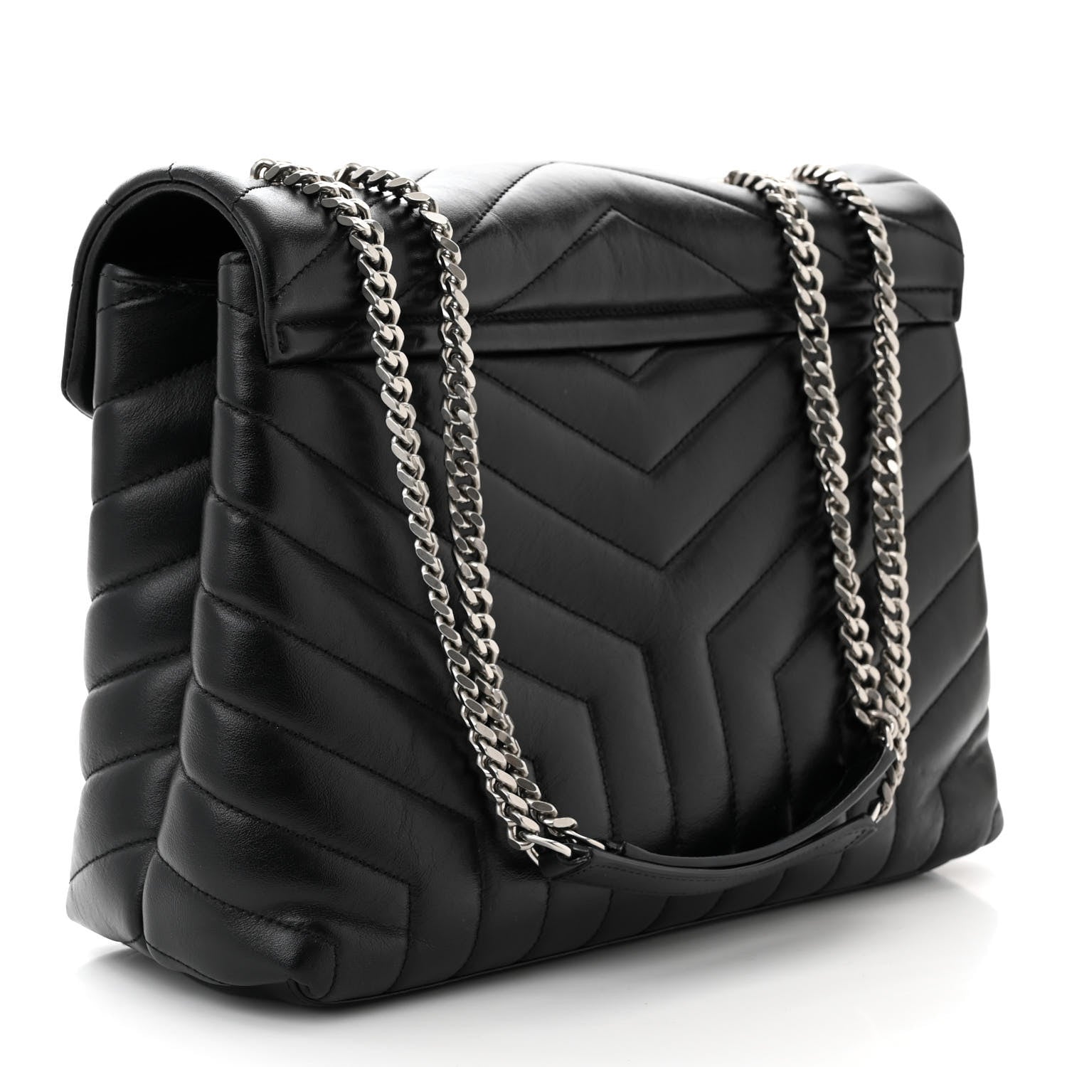 Saint Laurent Calfskin Y Quilted Monogram Medium Loulou Chain Satchel Black 3 of 10
