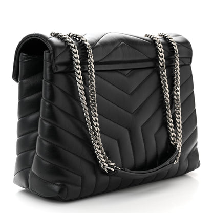 Saint Laurent Calfskin Y Quilted Monogram Medium Loulou Chain Satchel Black 3 of 10