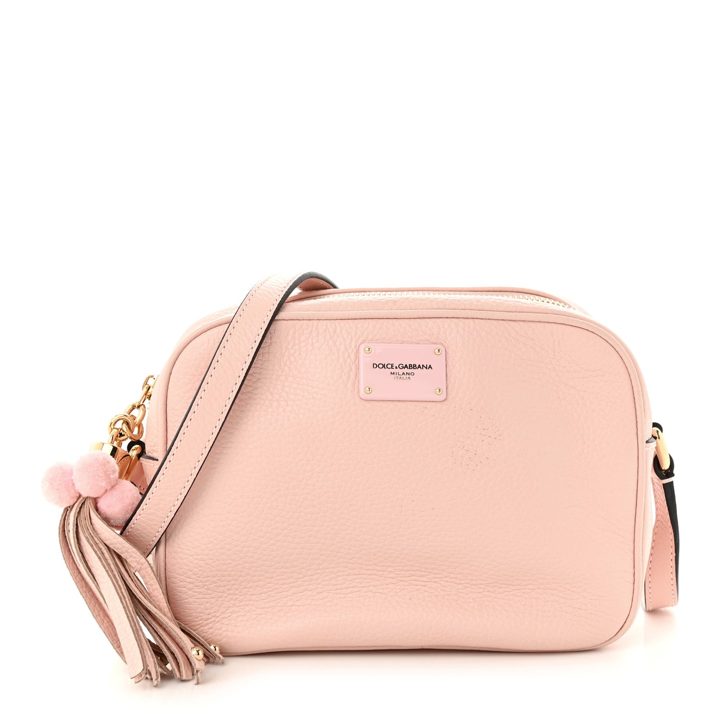 Calfskin Pom Pom Glam Crossbody Pink