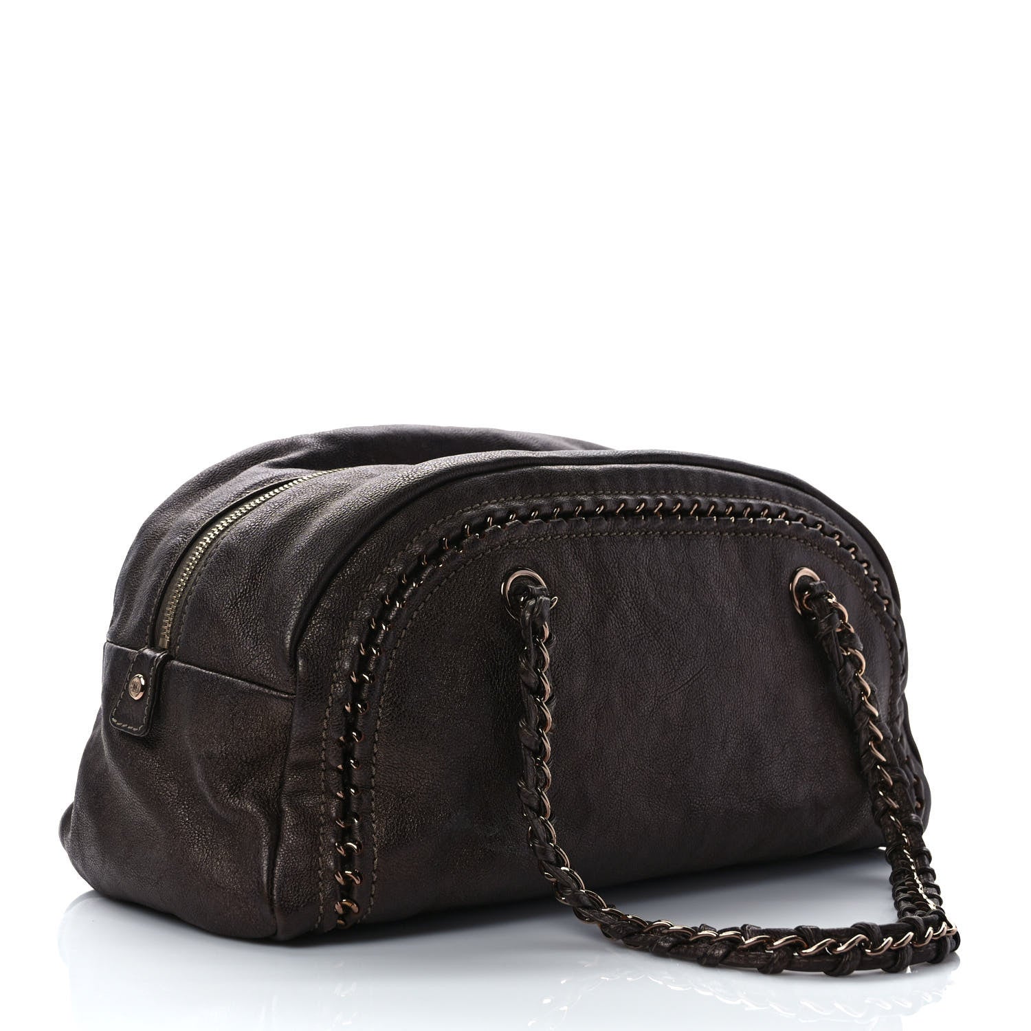 Chanel Metallic Goatskin Medium Luxe Ligne Bowler Bronze 2 of 10
