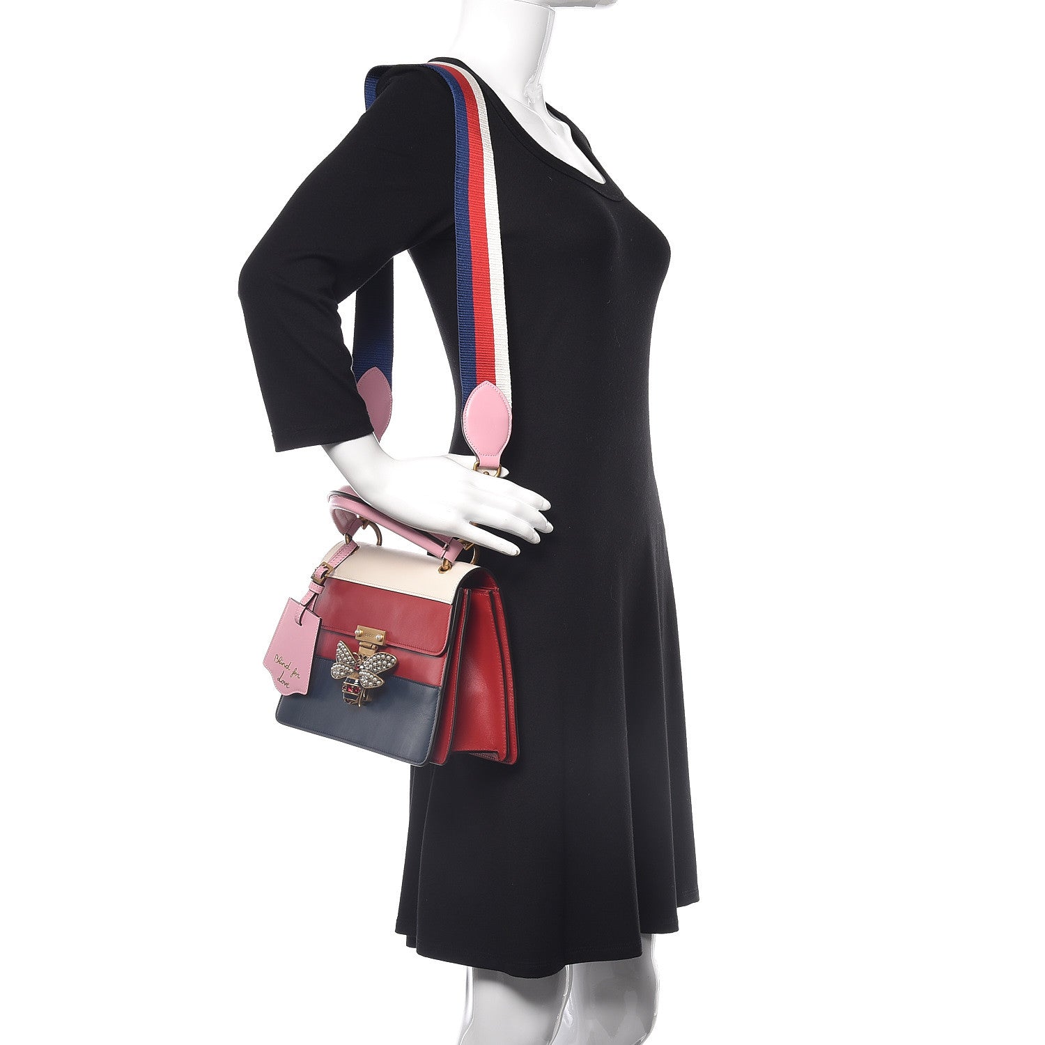 Gucci Calfskin Sylvie Web Small Queen Margaret Top Handle Bag Blue Agata Hibiscus Red Mystic White Sugar Pink 2 of 10
