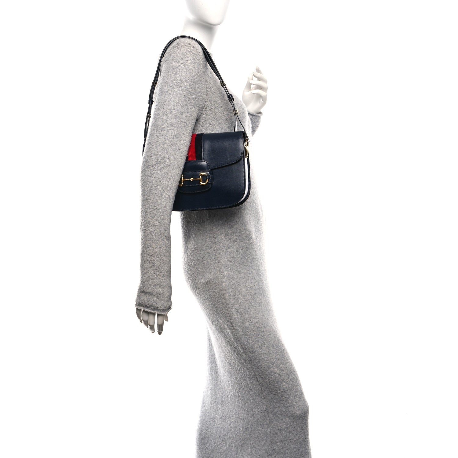 Gucci Calfskin Velvet Web Horsebit 1955 Shoulder Bag Blue 2 of 11