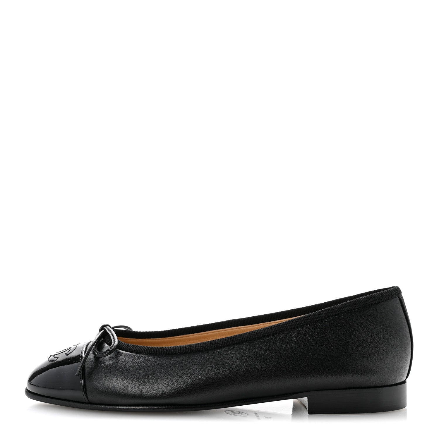 Chanel Lambskin Patent Cap Toe Ballerina Flats 36 Black 1 of 10