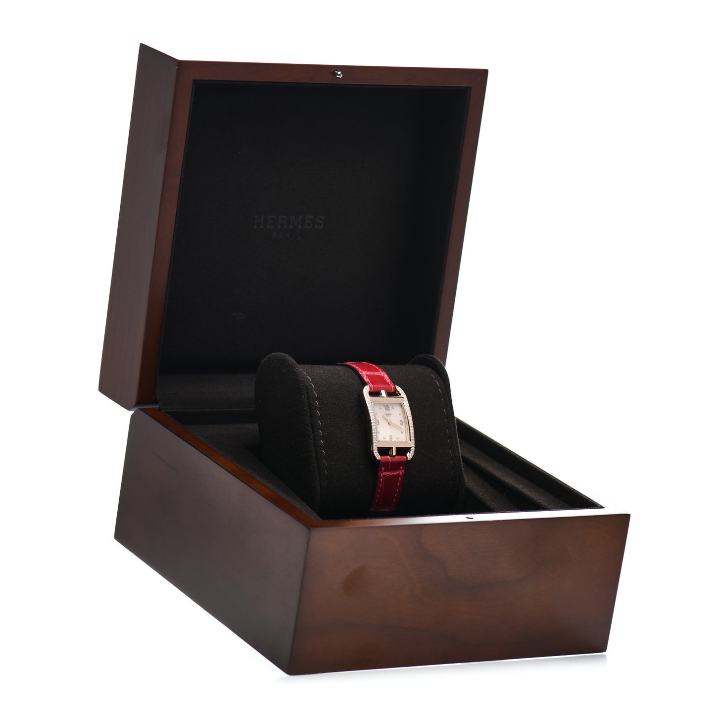 18K Rose Gold Alligator Diamond Bezel Mother of Pearl 23mm Cape Cod Quartz Watch Rouge Casaque