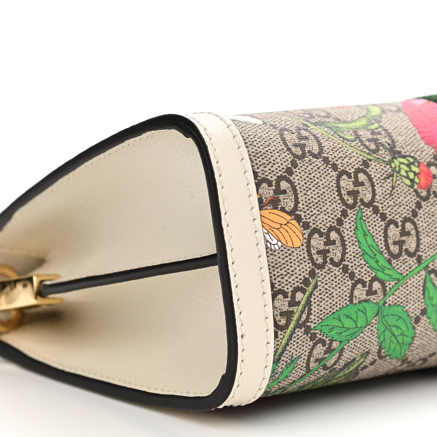 Gucci GG Supreme Monogram Flora Web Small Ophidia Chain Shoulder Bag White 10 of 11