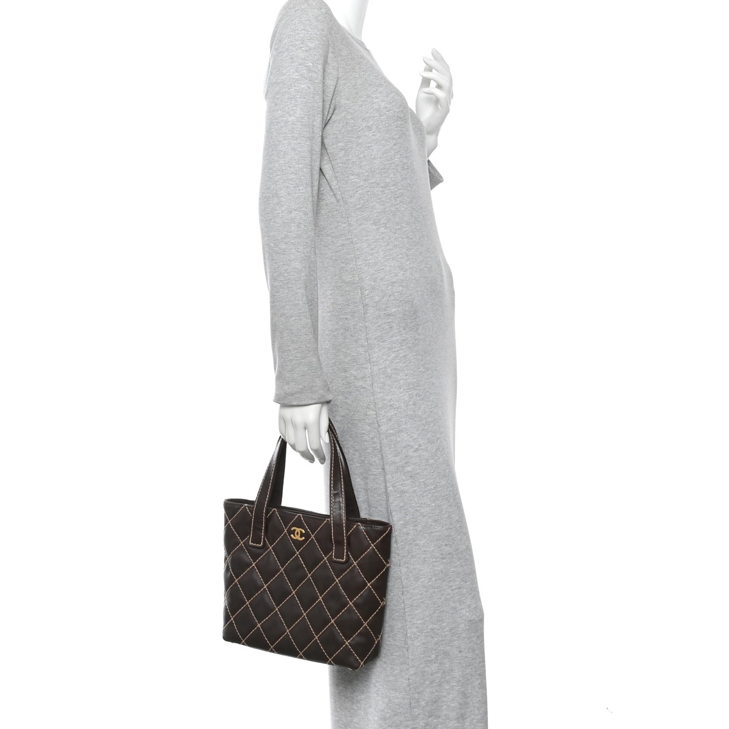 Calfskin Wild Stitch Tote Brown