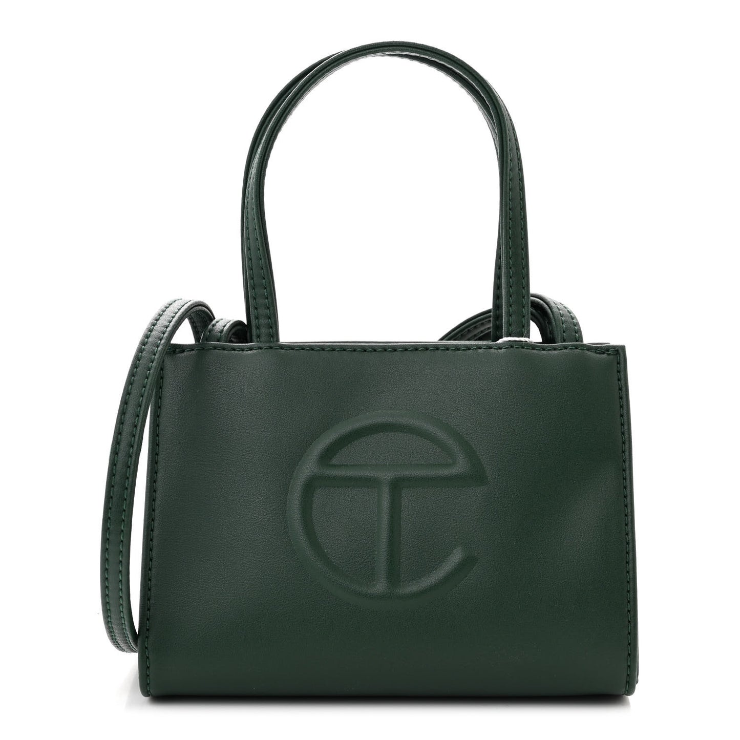 Vegan Leather Small Shopping Bag Dark Olive