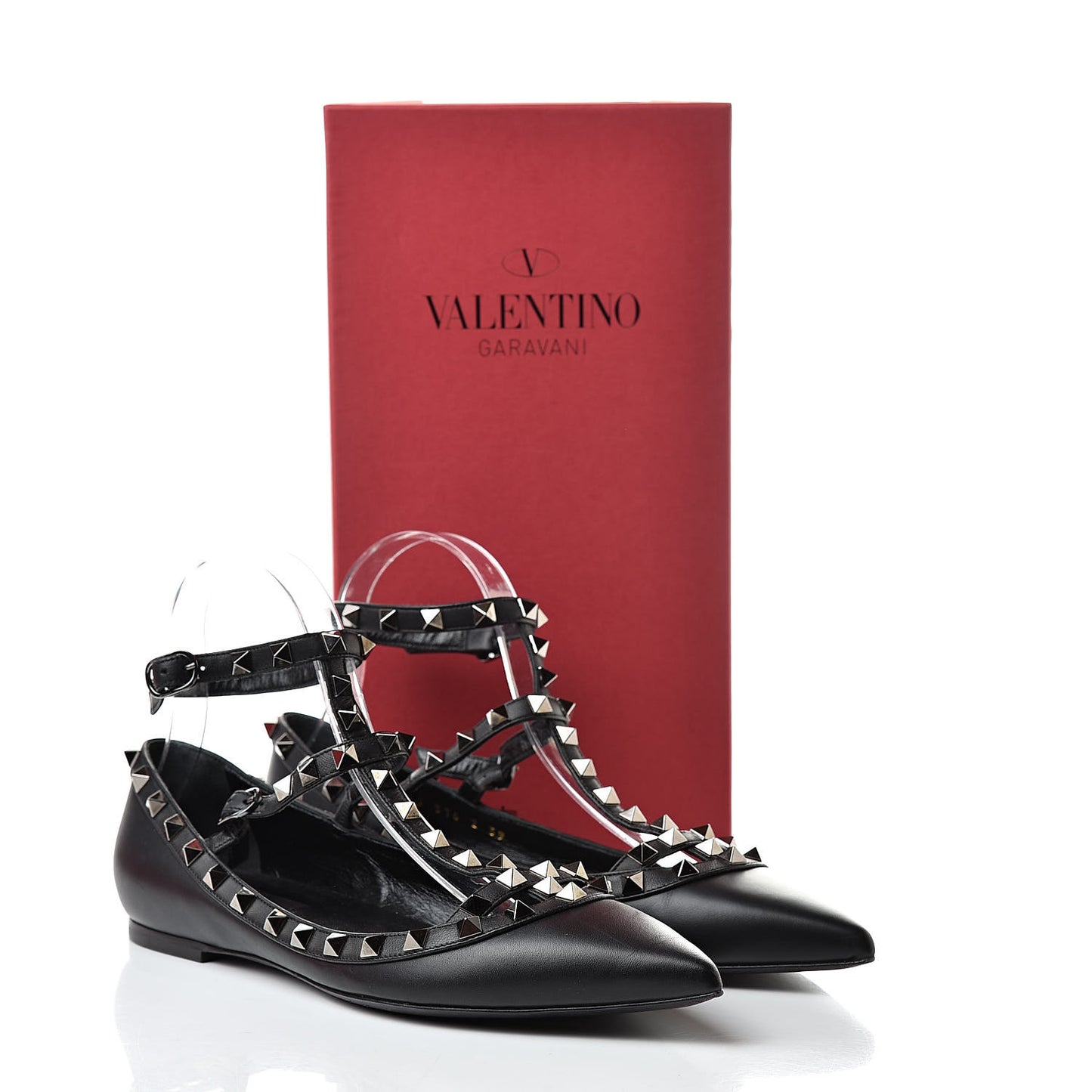 Nappa Rockstud Cage Ballerina Flats 39 Black
