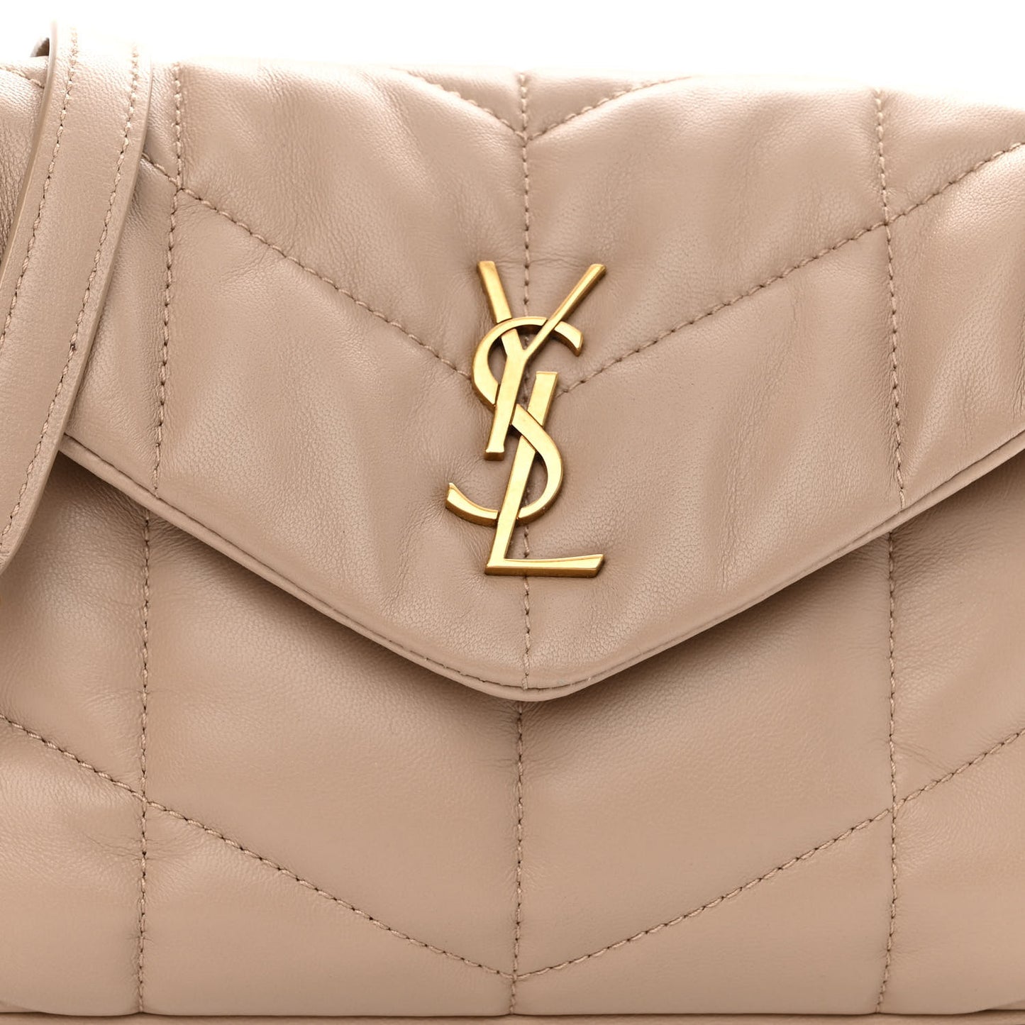 Lambskin Quilted Toy Loulou Puffer Monogram Chain Satchel Dark Beige