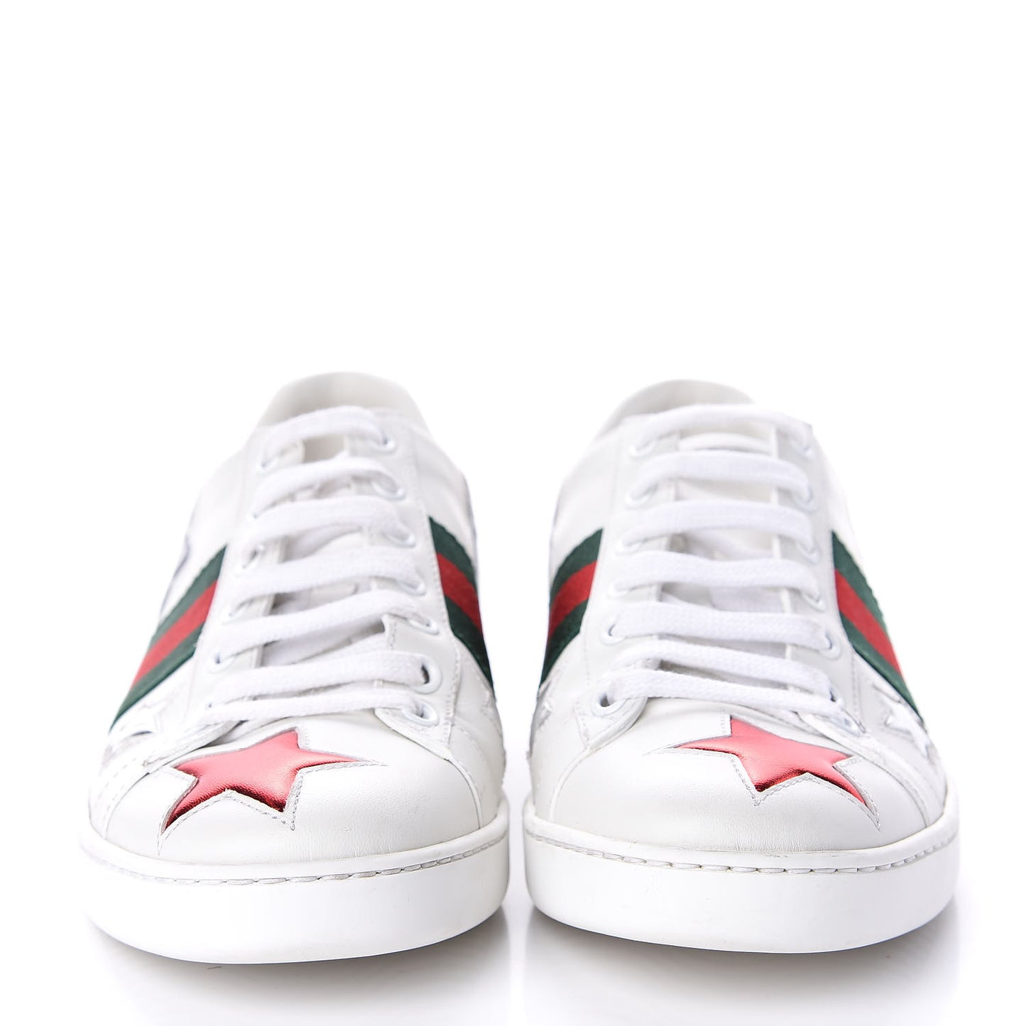 Calfskin Ayers Web Star Embroidered Womens Ace Sneakers 37.5 White Multi