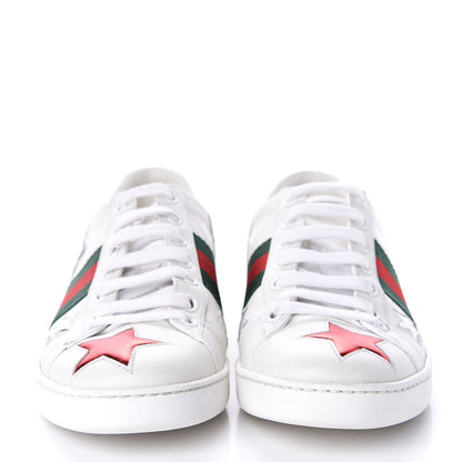 Gucci Calfskin Ayers Web Star Embroidered Womens Ace Sneakers 37.5 White Multi 2 of 9