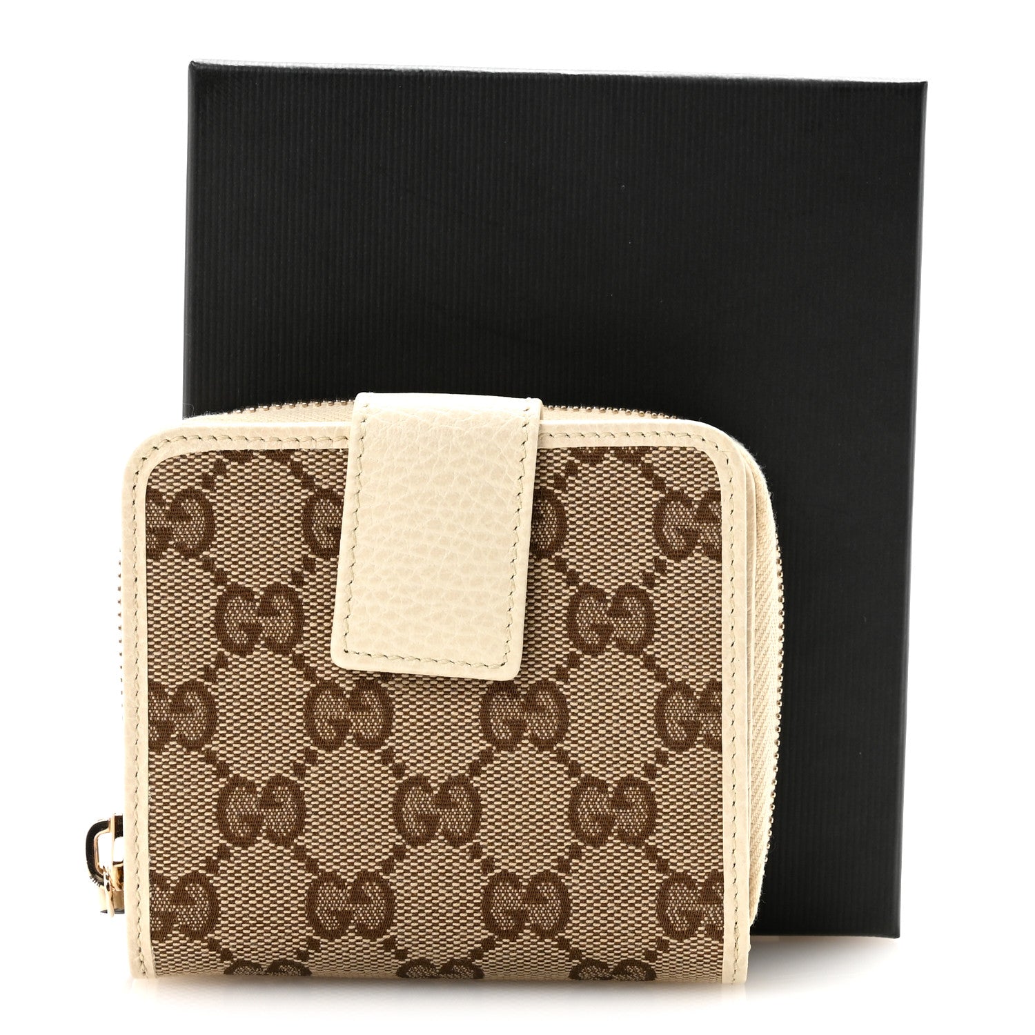 Gucci Monogram Dollar Calfskin Zip Around French Wallet Beige Ebony Avoire 8 of 8