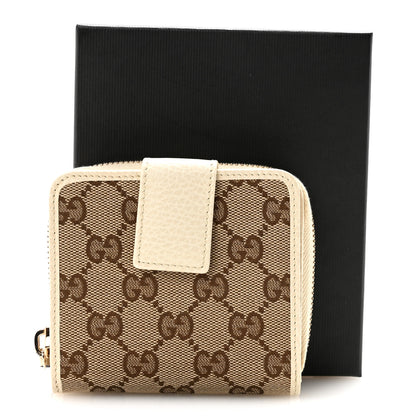 Gucci Monogram Dollar Calfskin Zip Around French Wallet Beige Ebony Avoire 8 of 8