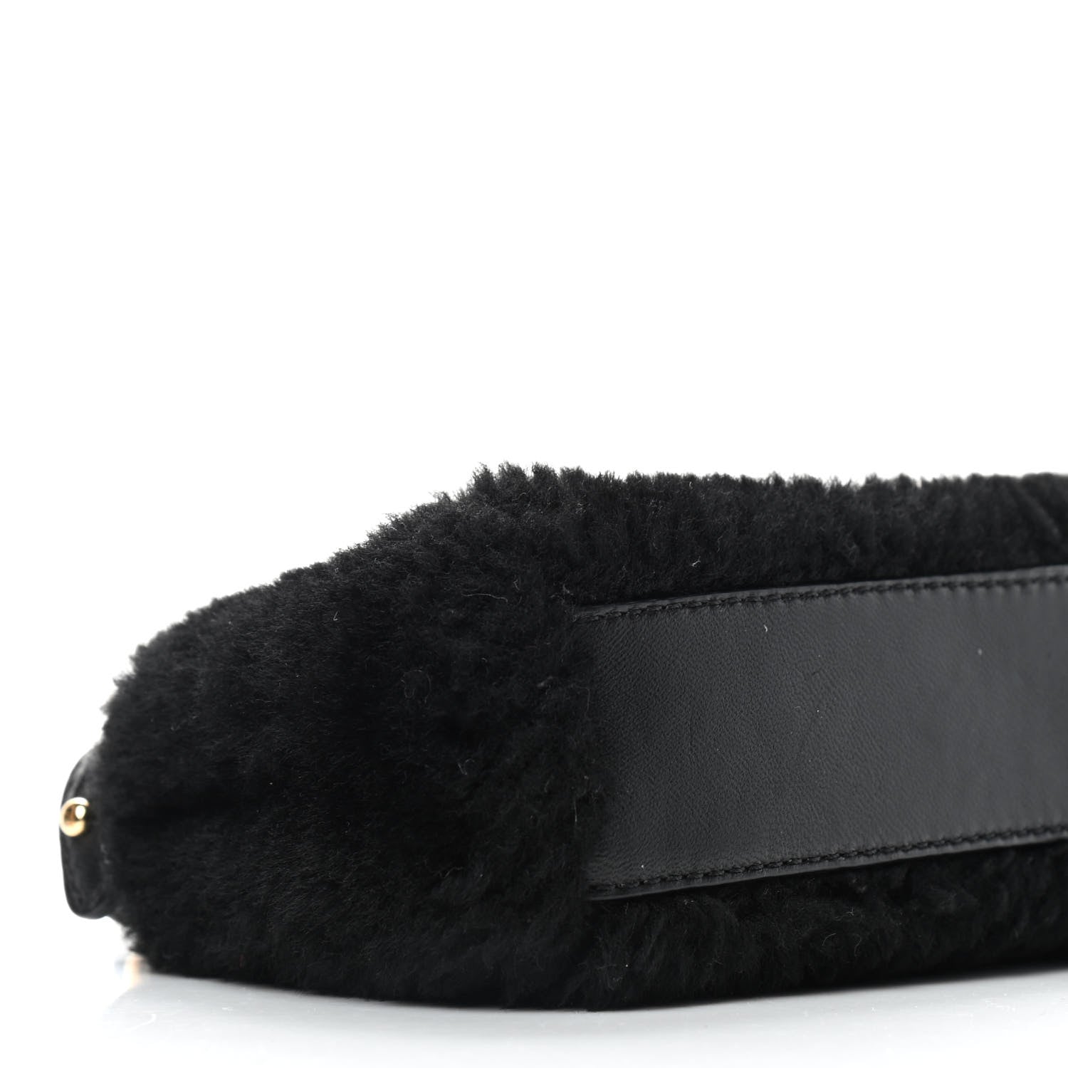 Fendi Shearling Shiny Nappa Micro Peekaboo Iconic Satchel Black 7 of 8