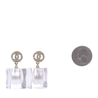 Chanel Crystal Lucite Pearl CC Drop Earrings Gold 2 of 7