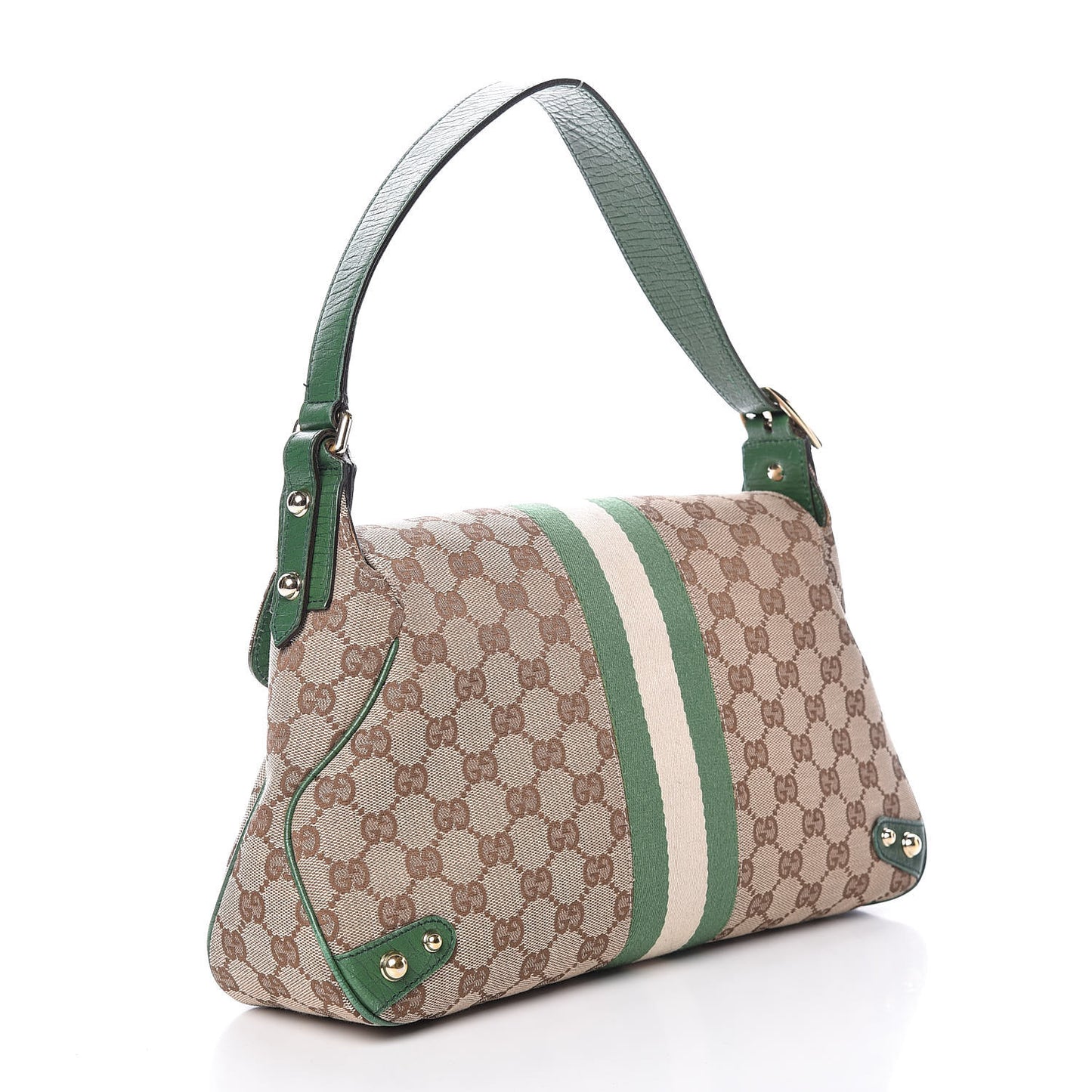 Monogram Horsebit Web Flap Bag Green