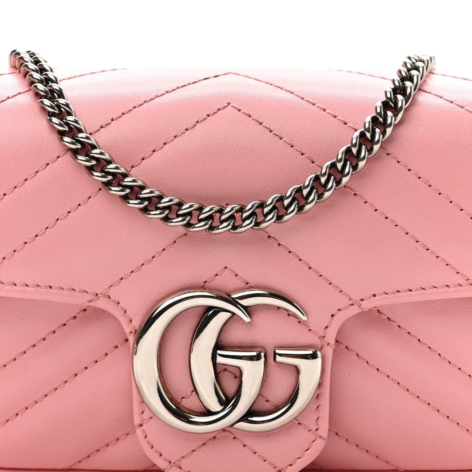 Gucci Calfskin Matelasse Super Mini GG Marmont Shoulder Bag Wild Rose 8 of 11