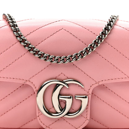 Gucci Calfskin Matelasse Super Mini GG Marmont Shoulder Bag Wild Rose 8 of 11