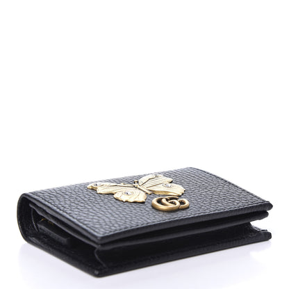 Gucci Pebbled Calfskin Butterfly Card Case Black 4 of 7