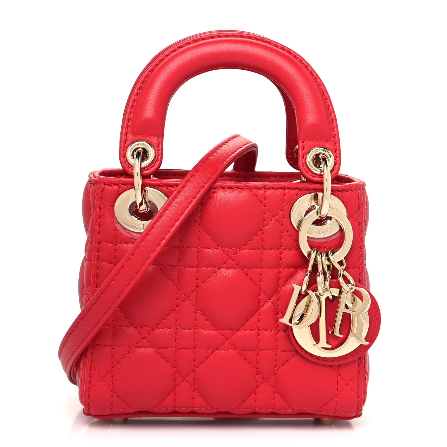 Christian Dior Lambskin Cannage Micro Lady Dior Red 1 of 10