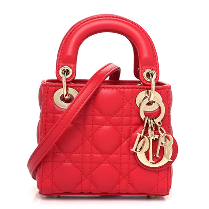 Christian Dior Lambskin Cannage Micro Lady Dior Red 1 of 10