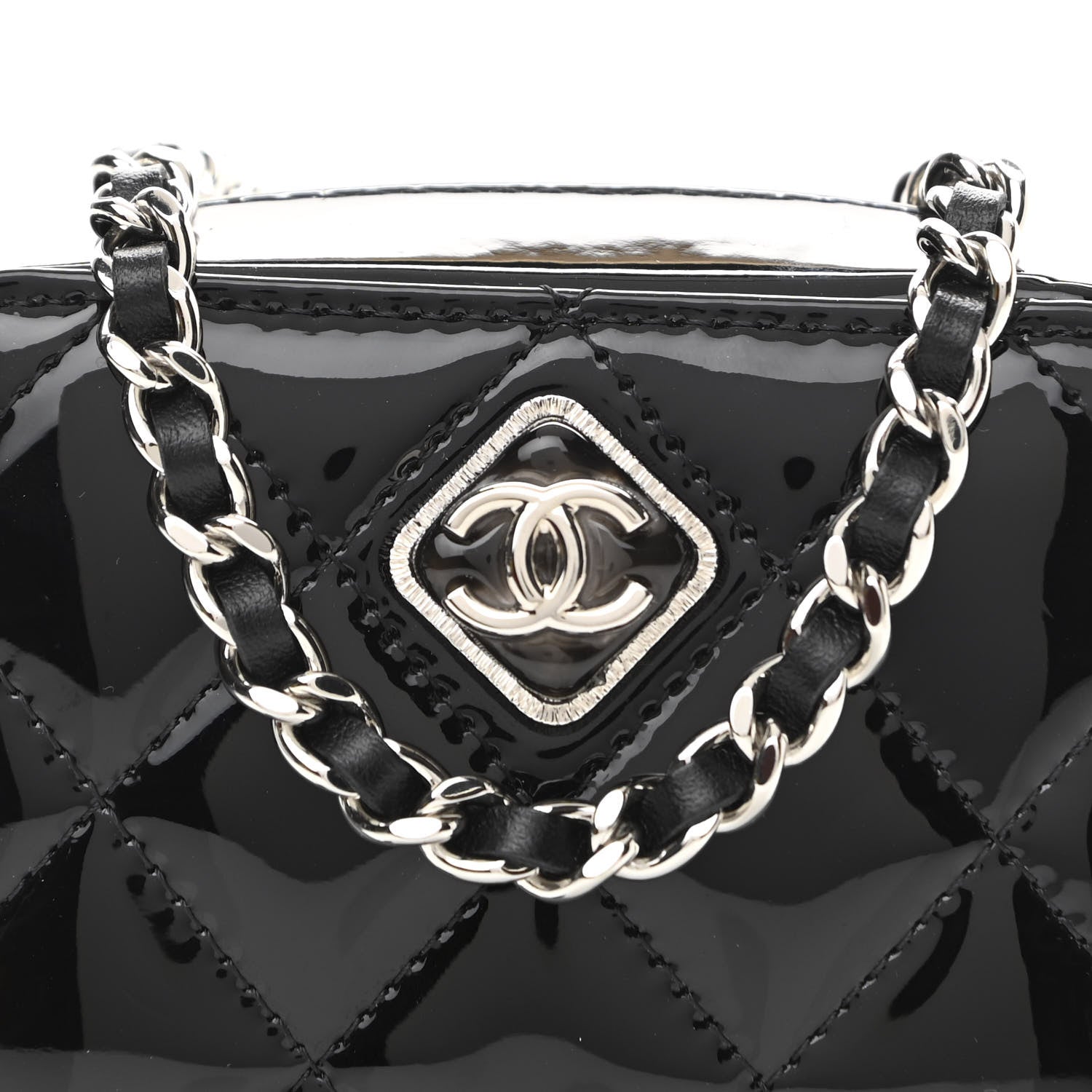 Chanel Patent Quilted Clutch With Chain Black 8 of 11