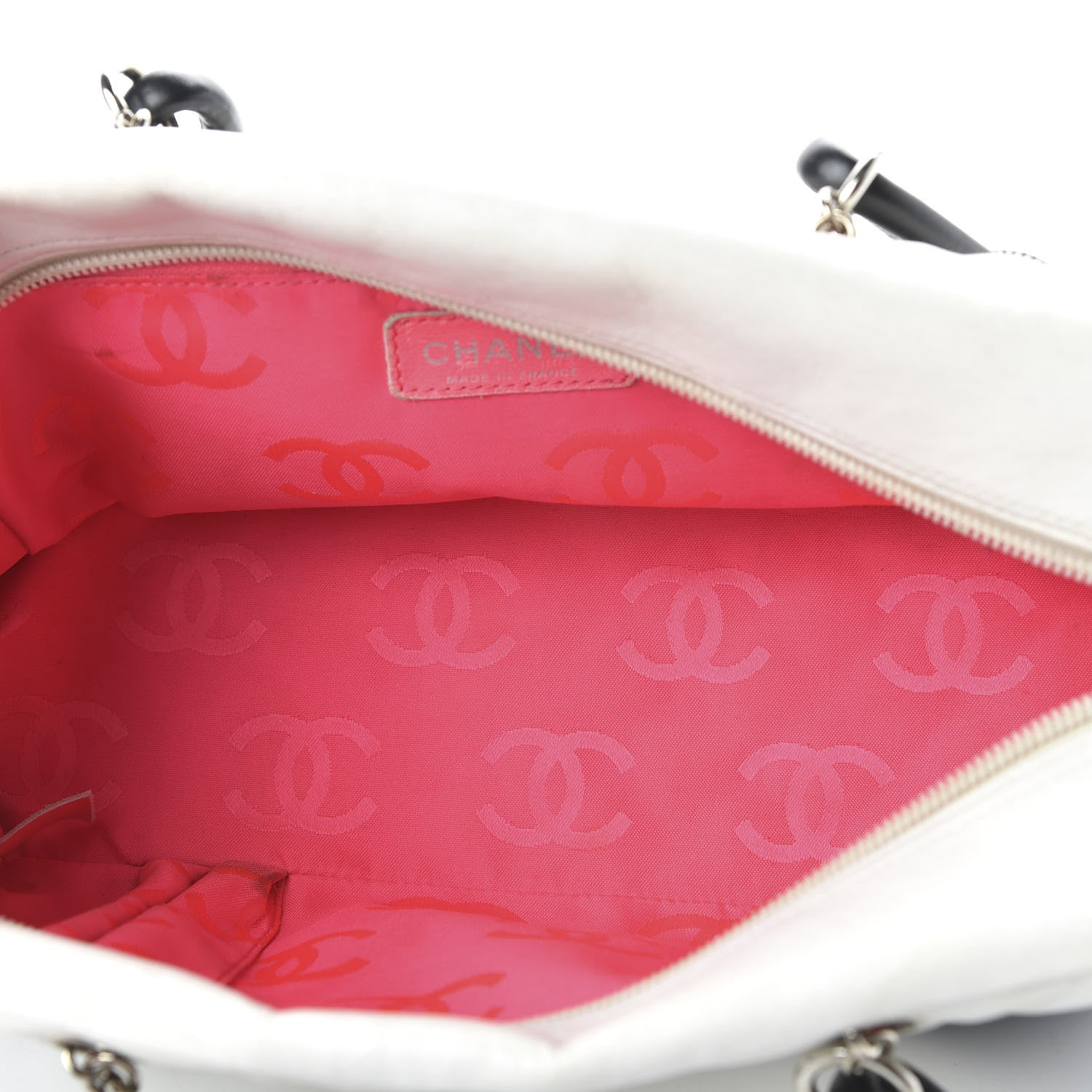 Chanel Calfskin Quilted Large Cambon Bowler White Black 5 of 10